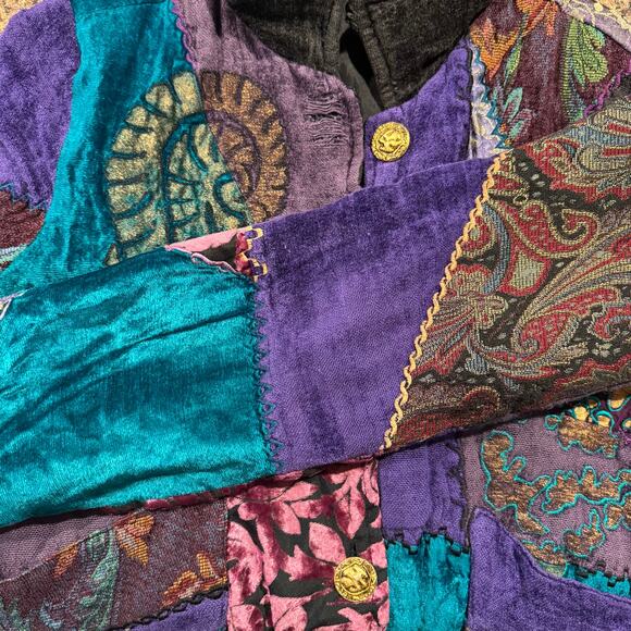 Tapestry Patch Vintage Jacket Patchwork Y2K Boho Art Teacher Eclectic Size Small - Picture 12 of 16